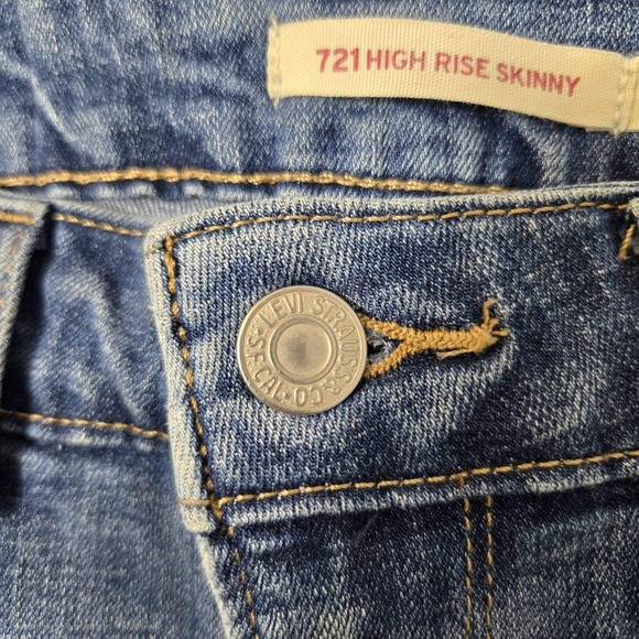 Levi's 721 High Rise Skinny Stretch Blue Levis Jeans Women's Size 25 X 24 Y2K - Picture 2 of 11